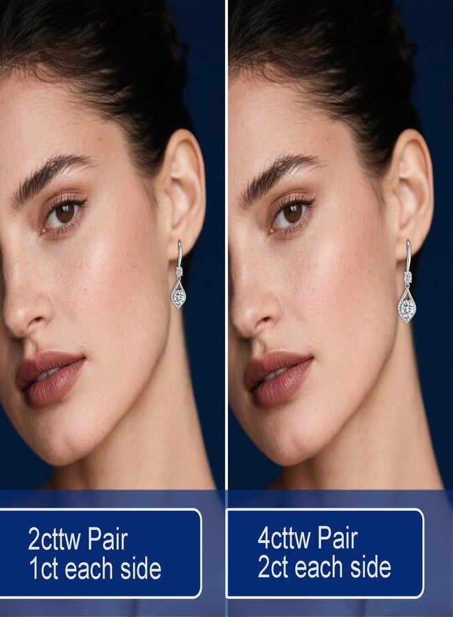 SecreTalk أقراط متدلية من المويسانايت عيار 2-4 قيراط، بتصميم دمعة حورية البحر، لون D، قطع مثالي، أقراط من الفضة الإسترليني عيار 925 للنساء مع شهادة أصالة (2 قيراط) - Image 5
